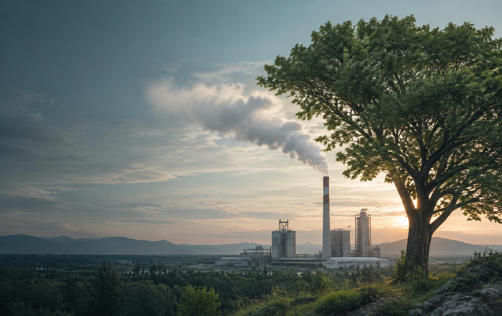 Planta industrial moderna integrada con su entorno